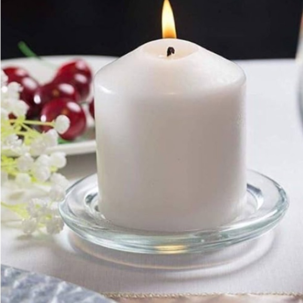 Pillar Candle Holder Plate 7-1/4” Basic Round Clear Glass